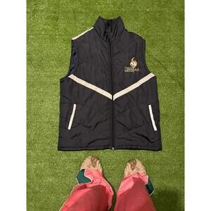 Men's Black Puffer Vest with Embroidered Logos